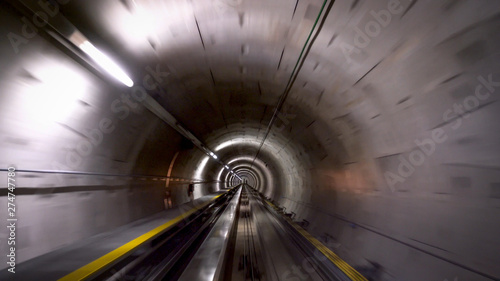 A tunnel for trains at the Zurich airport  speed   technology concept