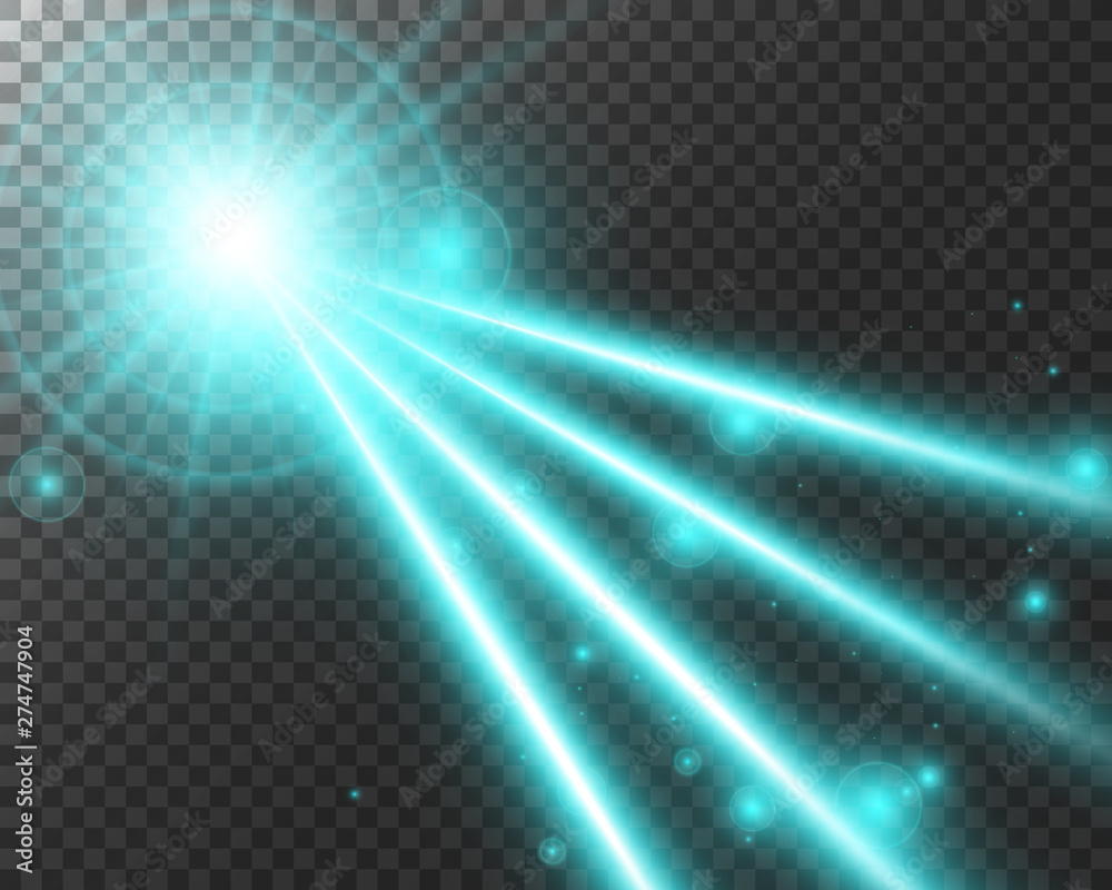 Obraz premium Abstract laser beam. Transparent isolated on black background. Vector illustration.
