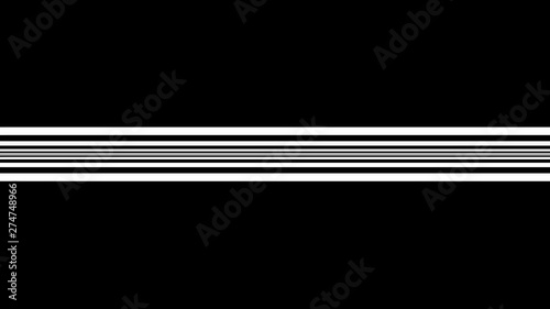 Moving inside of parallel horizontal straight lines. Optical illusion effect, op art. Seamless looping animation.