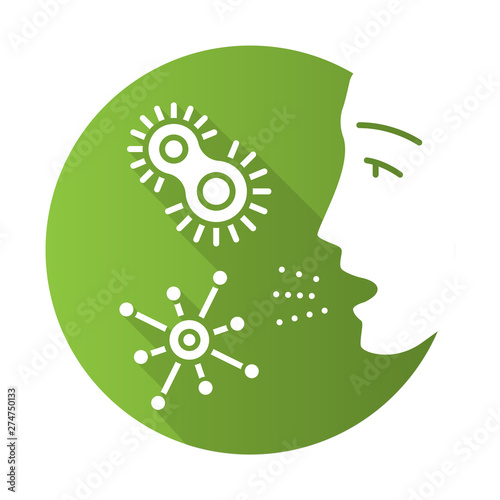 Dust allergy flat design long shadow glyph icon