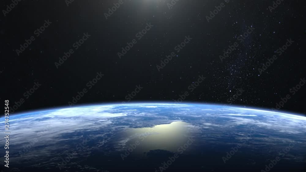Earth from space. The camera is approaching Earth. Stars twinkle. 4K. Realistic atmosphere. 3D Volumetric clouds. No sun in the frame. Earth from space. The camera is approaching Earth. Stars twinkle. 4K. Realistic atmosphere. 3D Volumetric clouds. No sun in the frame.