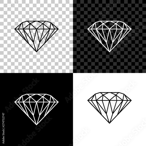Diamond icon isolated on black, white and transparent background. Jewelry symbol. Gem stone. Vector Illustration