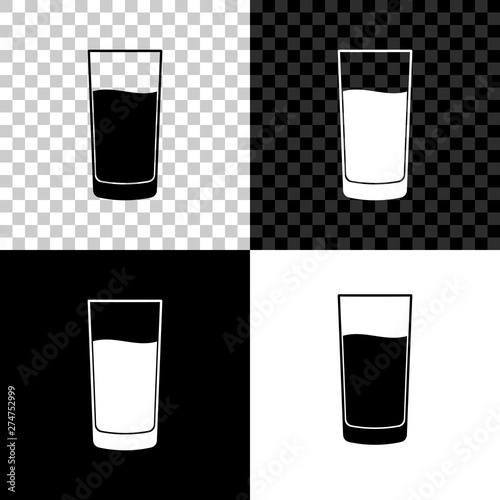 Glass with water icon isolated on black, white and transparent background. Soda glass. Vector Illustration