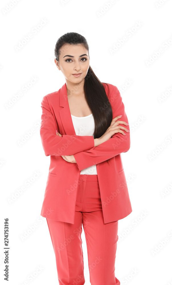 Portrait of young businesswoman on white background Portrait of young businesswoman on white background