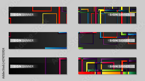 square banner vector collection. colorful brights gradient