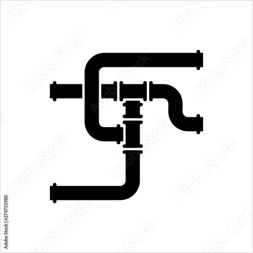 Pipe Icon, Pipe Fitting Icon, Water, Gas, Oil Pipeline, Plumbing Work