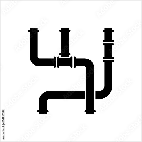 Pipe Icon, Pipe Fitting Icon, Water, Gas, Oil Pipeline, Plumbing Work