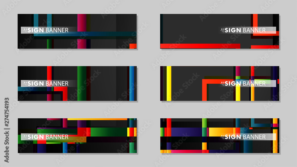 Obraz premium square banner vector collection. colorful brights gradient