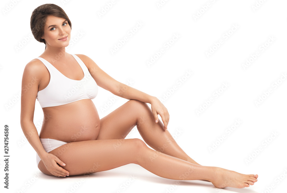 Pregnant woman on white background Pregnant woman on white background