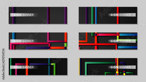 square banner vector collection. colorful brights gradient