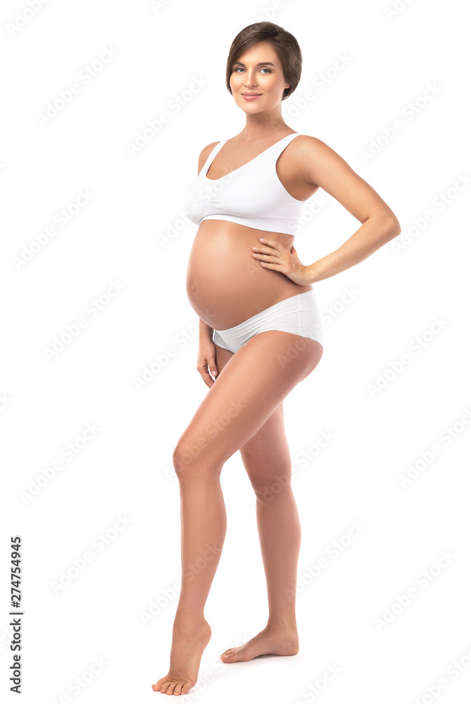 Young and beautiful pregnant woman on white background Young and beautiful pregnant woman on white background
