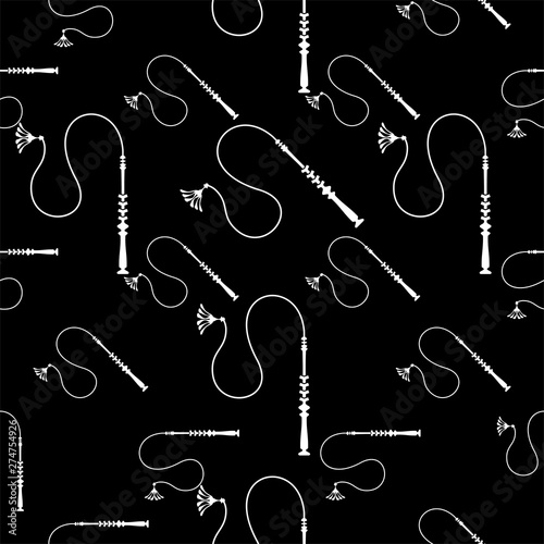 Whip Icon Seamless Pattern, Riding Whip Icon