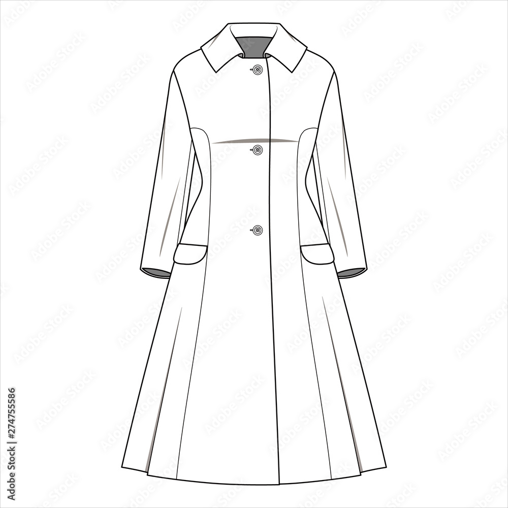 Outer Jacket fashion flat sketch template Stock Vector | Adobe Stock