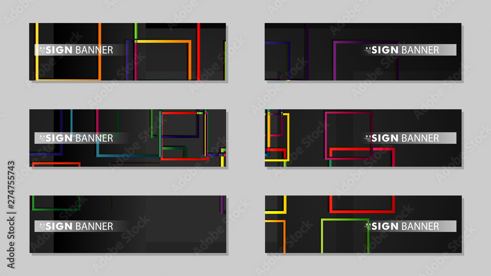 square banner vector collection. colorful brights gradient