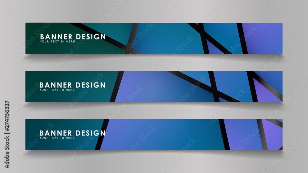 Fototapeta premium Abstract vector banners with geometric backgrounds in color gradients