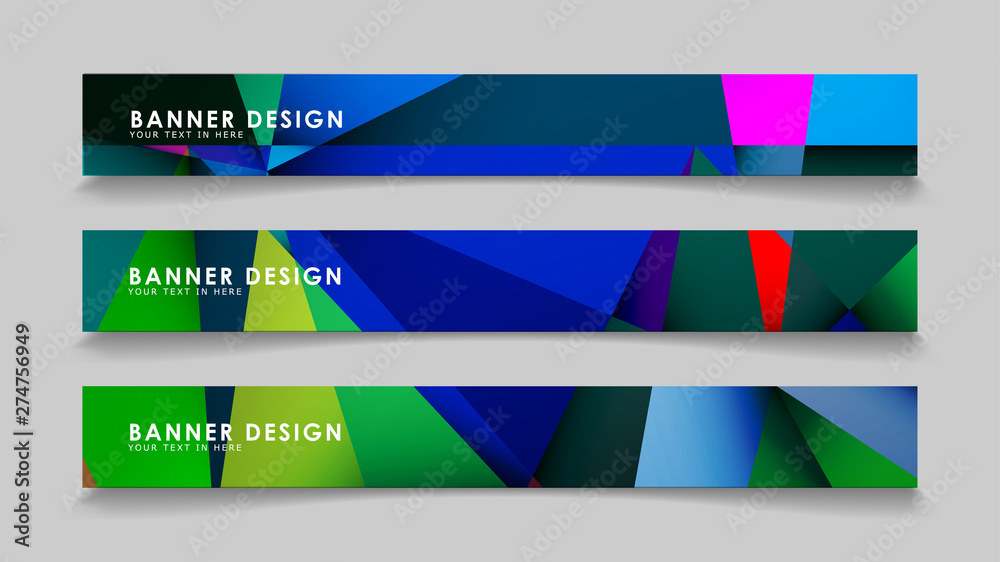 Fototapeta premium Abstract rectangular vector banners with colorful geometric gradient backgrounds