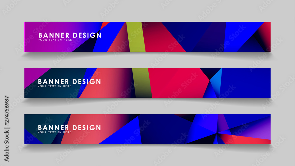 Fototapeta premium Abstract rectangular vector banners with colorful geometric gradient backgrounds