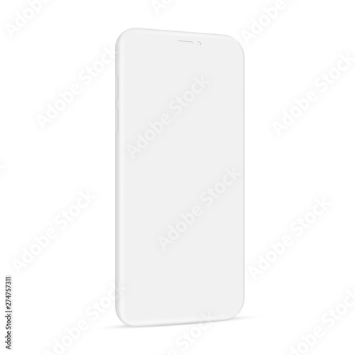 Clay cellphone mockup - side view. Vector illustration