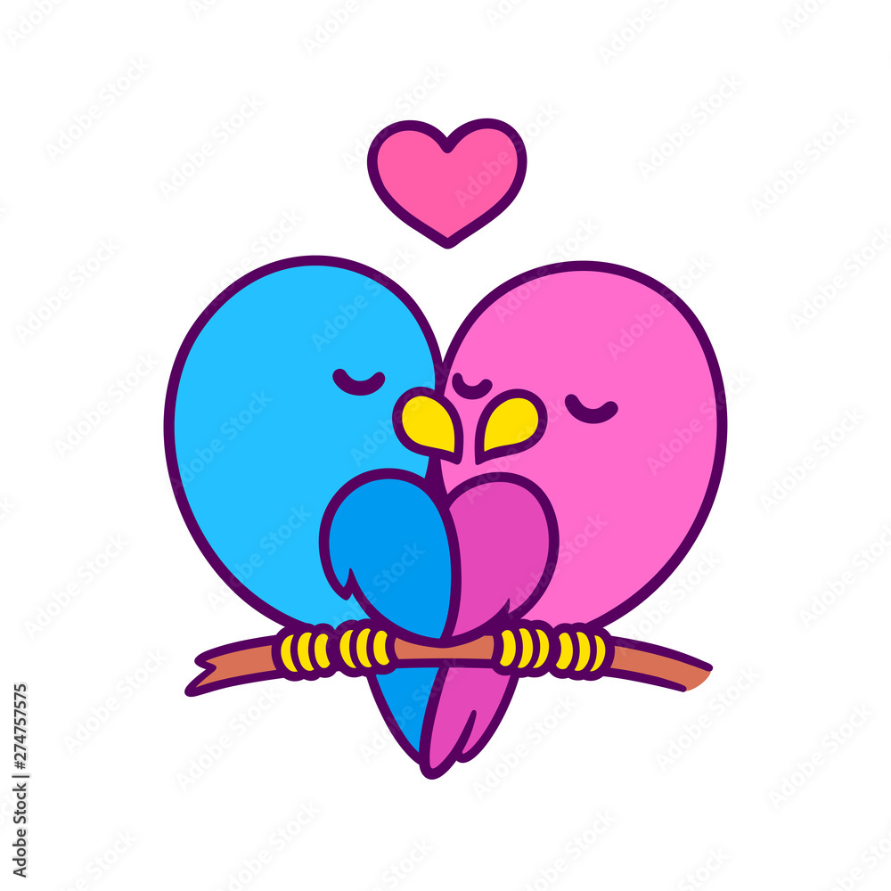 Cute cartoon birds couple Cute cartoon birds couple