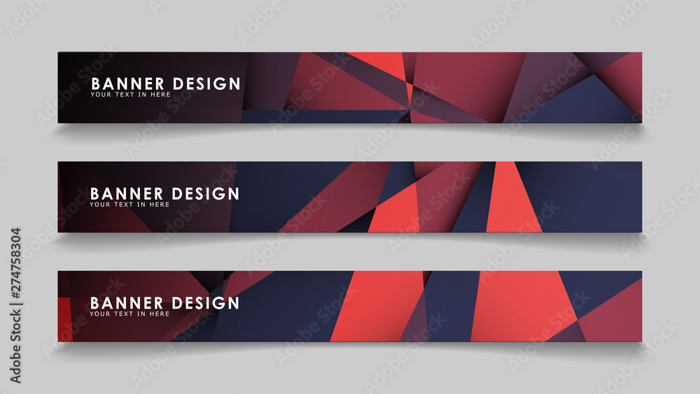 Fototapeta premium Abstract rectangle vector banners with red black geometric gradient backgrounds . design templates. future Poster template design