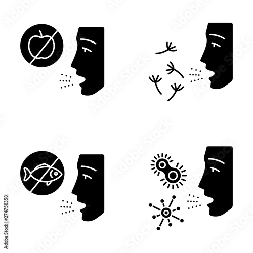 Allergies glyph icons set