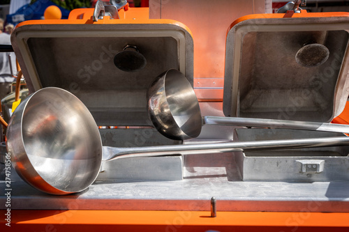 Closeup of an mobile outdoor kitchen for disaster response