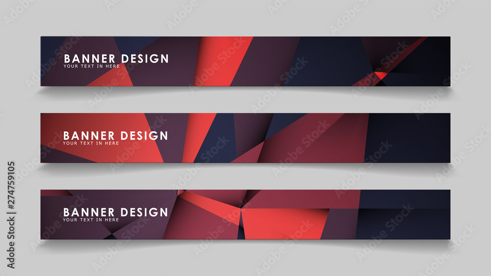 Fototapeta premium Abstract rectangle vector banners with red black geometric gradient backgrounds . design templates. future Poster template design