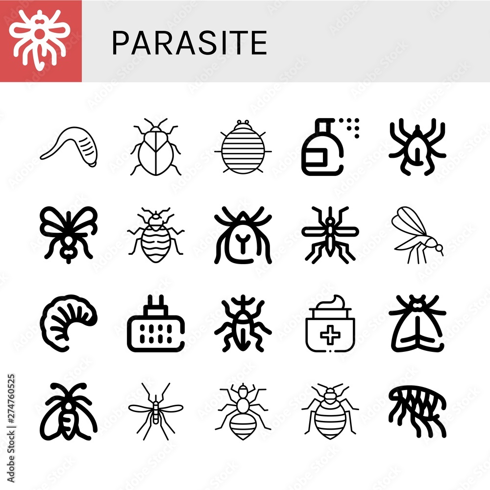 Vektorová grafika „Set of parasite icons such as Mosquito, Leech, Stink