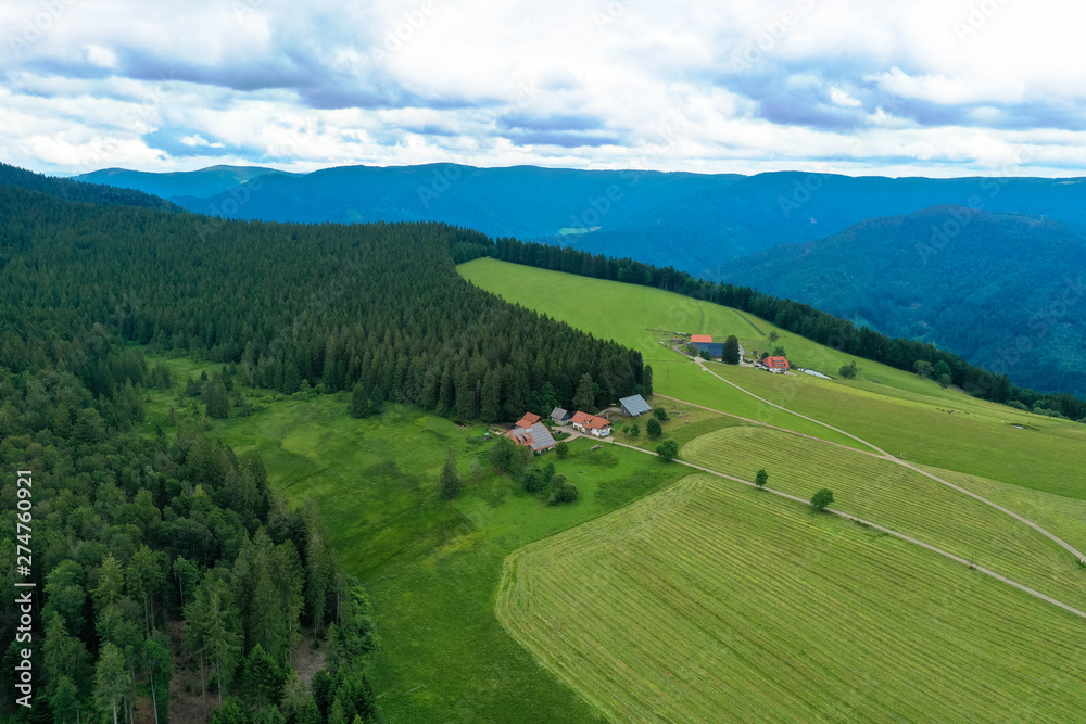 Obraz premium Luftbild, Bauernhöfe im Schwarzwald