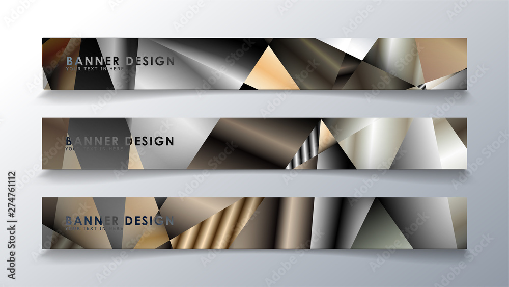 Obraz premium Abstract rectangle vector banner with a background of metal geometric gradient colors. design template. future Poster template design