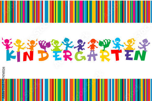 Kindergarten poster with colored cartoon children