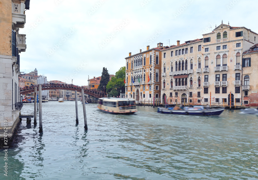 Grand canal with Bridge of the Academy in Venice.