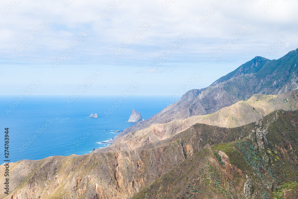 panoramic view of anaga valley at north tenerife island, Spain