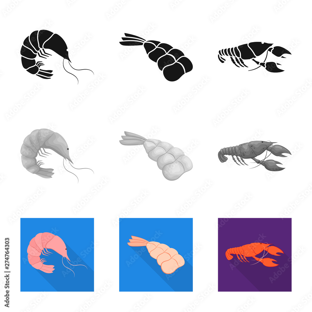 Vector illustration of appetizer and ocean symbol. Collection of appetizer and delicacy vector icon for stock.