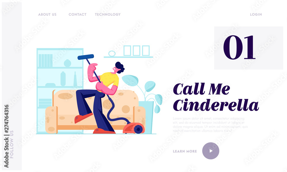 Man Dancing with Vacuum Cleaner as it is Electric Guitar, Householder Vacuuming Home Domestic Work, Every Day Routine, Chores, Website Landing Page, Web Page. Cartoon Flat Vector Illustration, Banner Man Dancing with Vacuum Cleaner as it is Electric Guitar, Householder Vacuuming Home Domestic Work, Every Day Routine, Chores, Website Landing Page, Web Page. Cartoon Flat Vector Illustration, Banner