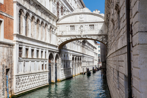 VENICE, ITALY - APRIL, 2018: The famous Bridge of Sighs at the beautiful Venice canals