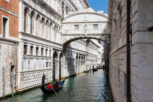 VENICE, ITALY - APRIL, 2018: The famous Bridge of Sighs at the beautiful Venice canals