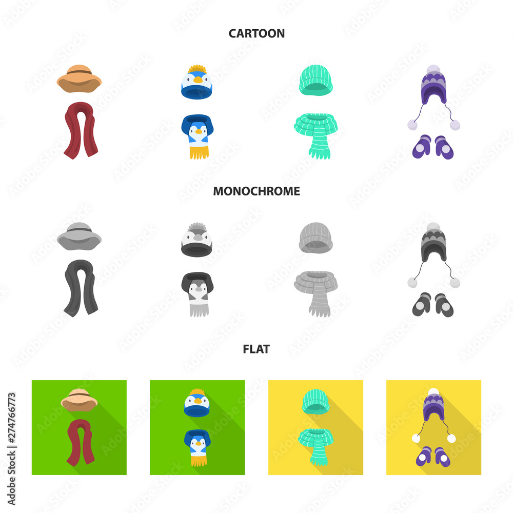 Isolated object of clothes and texture symbol. Set of clothes and weather stock symbol for web. Isolated object of clothes and texture symbol. Set of clothes and weather stock symbol for web.