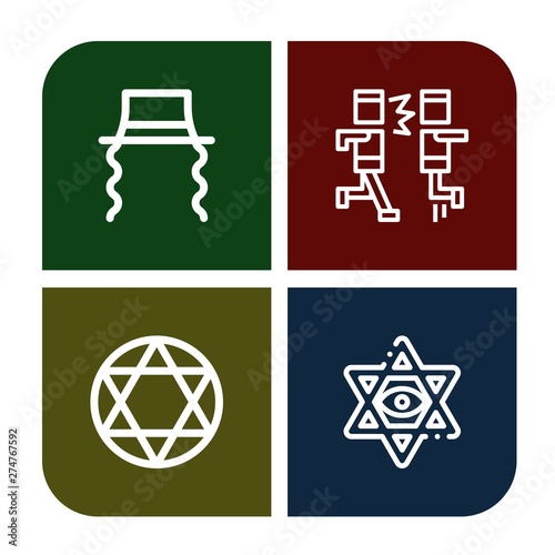 Set of torah icons such as Jewish, Mosh, Torah, Star of david , torah