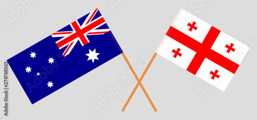Georgia and Australia. Crossed Georgian and Australian flags