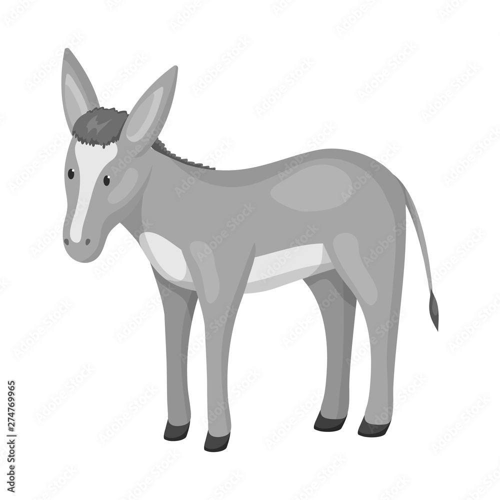 Vector design of donkey and animal sign. Collection of donkey and grey vector icon for stock.