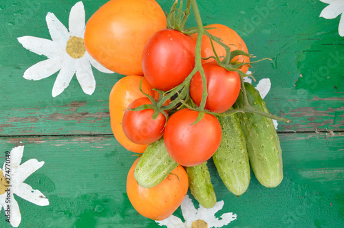 natural, organic tomatoes, cucumbers.seasonal healthy vegetables
