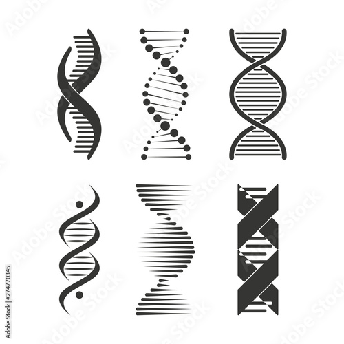 DNA icon. Chromosome strand symbol set design