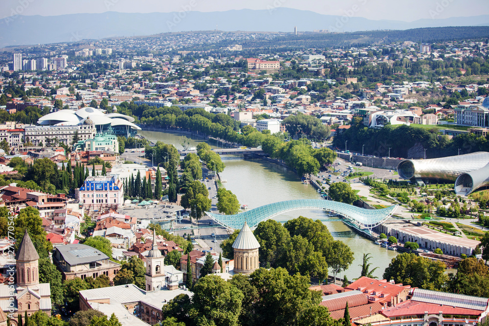 Naklejka premium Top view of the old city of Tbilisi