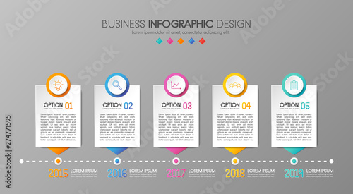 Infographic design - timeline with 5 steps. Vector
