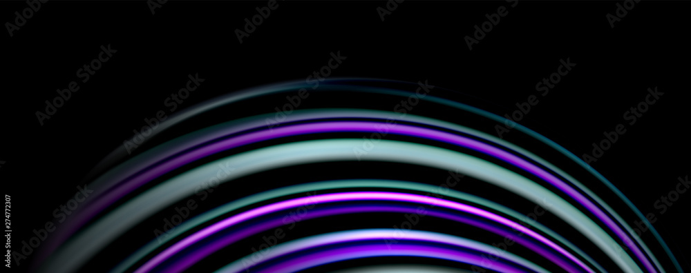 Fluid color rainbow style wave abstract background, techno modern design on black Fluid color rainbow style wave abstract background, techno modern design on black
