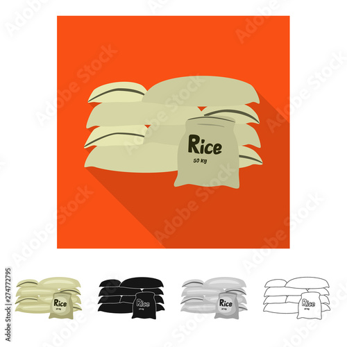 Vector design of bag and rice icon. Set of bag and wholesale stock vector illustration.