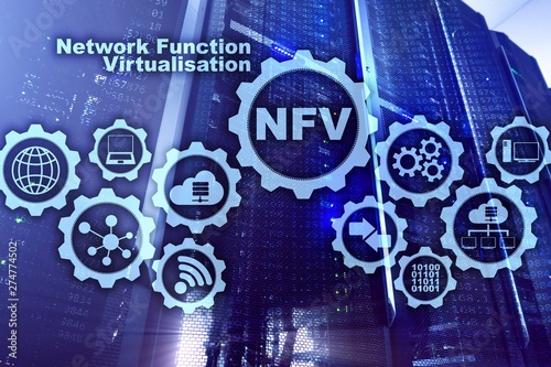 NFV Network Function Virtualization. Architecture Technologies Virtual Machines Concept. photo