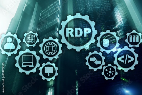 RDP Remote Desktop Protocol. Terminal Services. Server background.