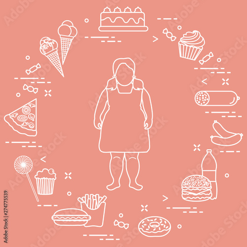 Harmful eating habits and fat girl.